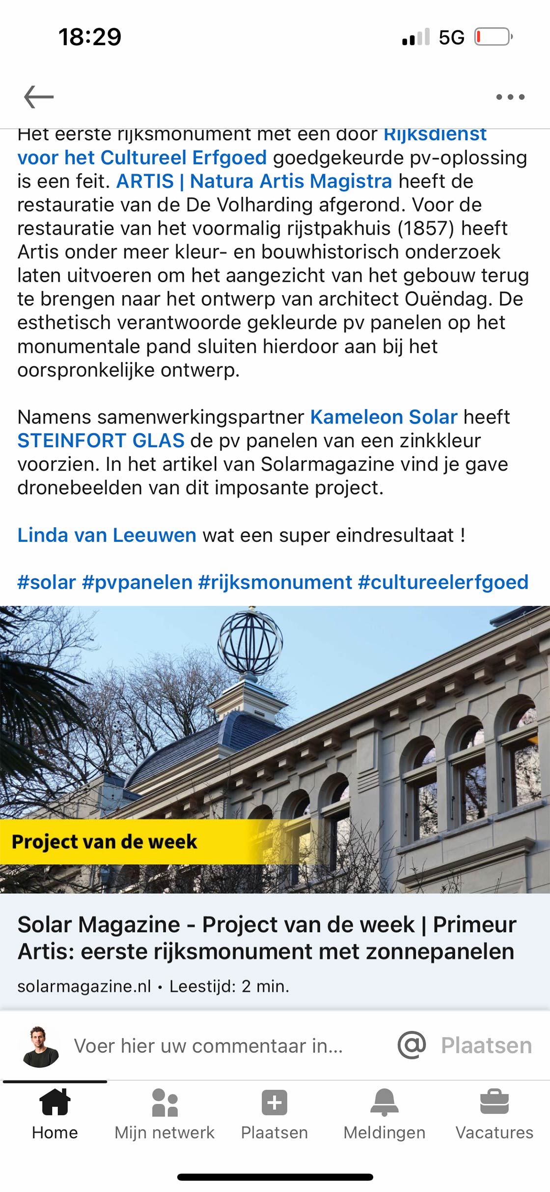 Screenshot Solar Magazine - Project van de Week | Artis: eerste rijksmonument met zonnepanelen
